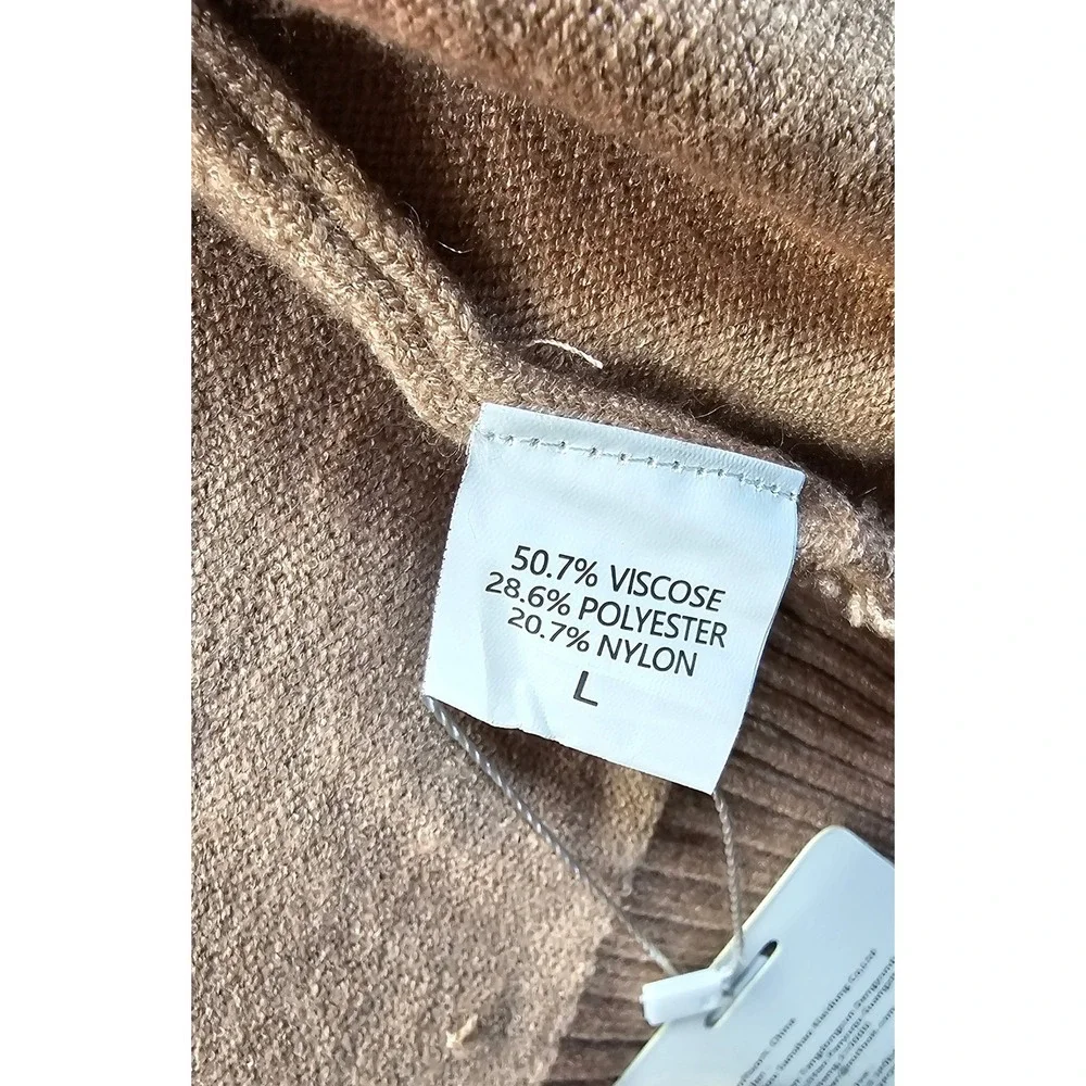 Yesfashion Open Front Cardigan Women Large Tan Beige New Longline Ribbed Pocket‎